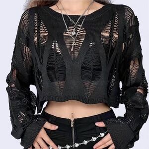 Black Knit Cutout Sweater